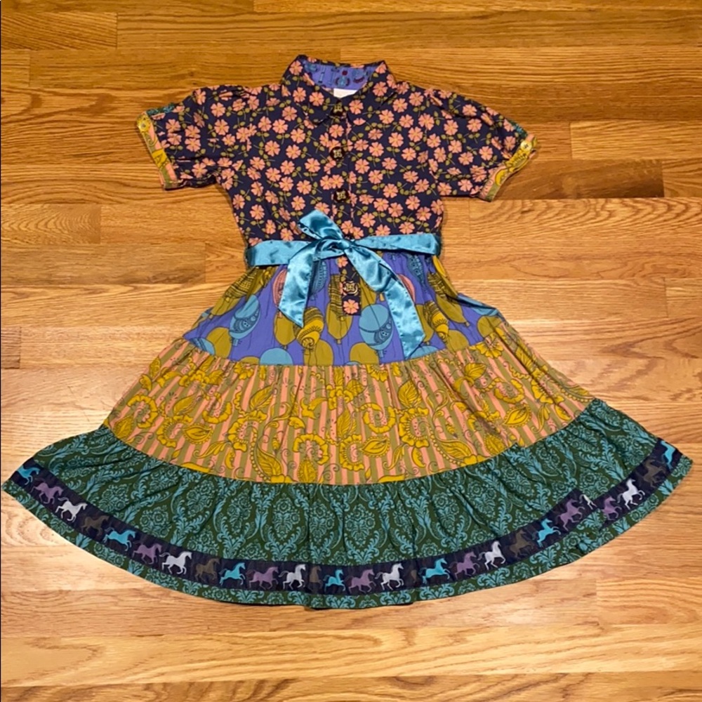 Matilda Jane twirling dress with satin tie size 8